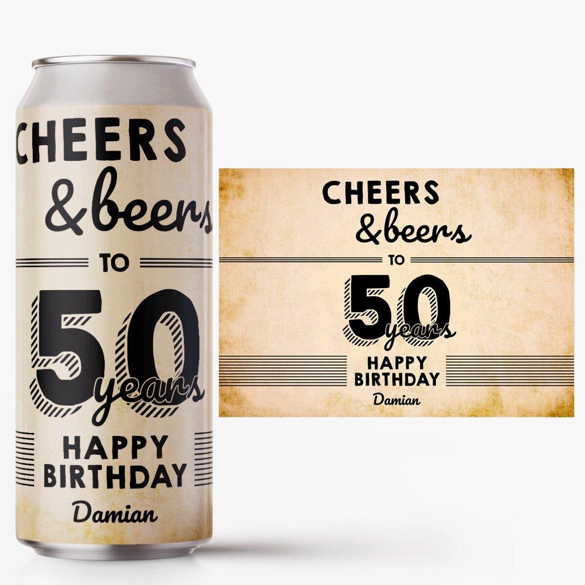 Bière en canette personnalisée avec un texte - Cheers & Beers