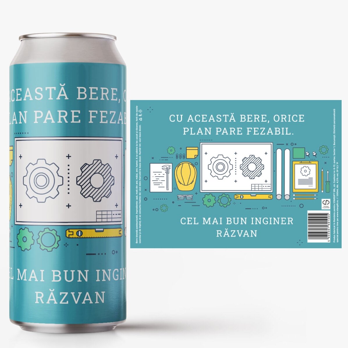 Bière en canette personnalisée avec un texte - Ingénieur