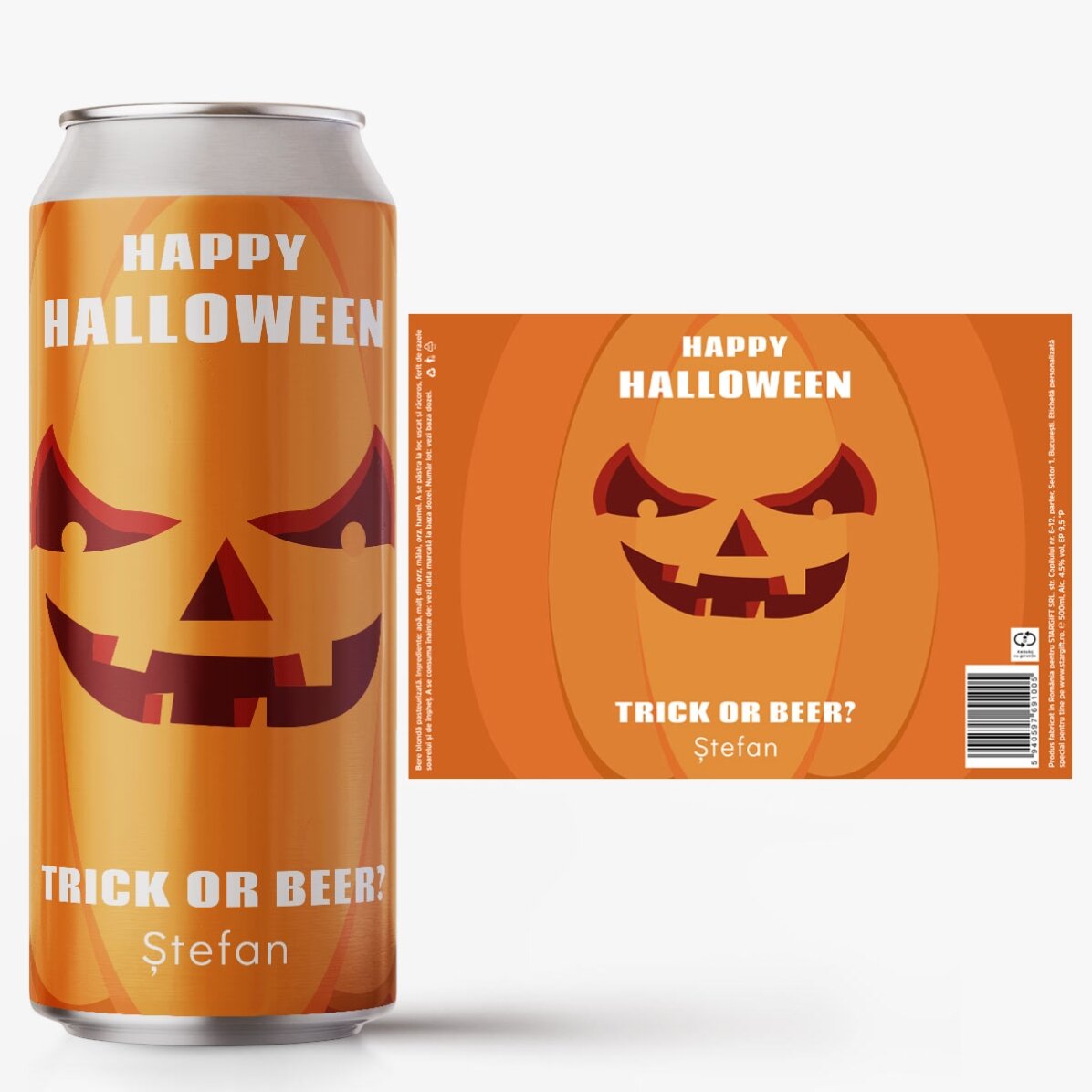 Bière en canette personnalisée avec un texte - Pumpkin