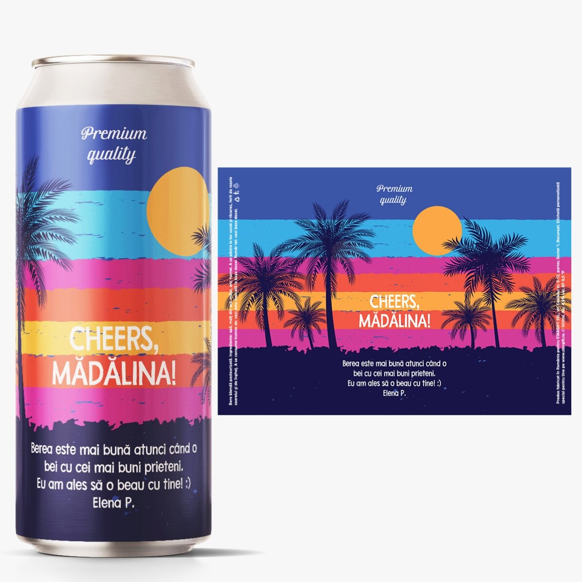 Bière en canette personnalisée avec un texte - summer vibes