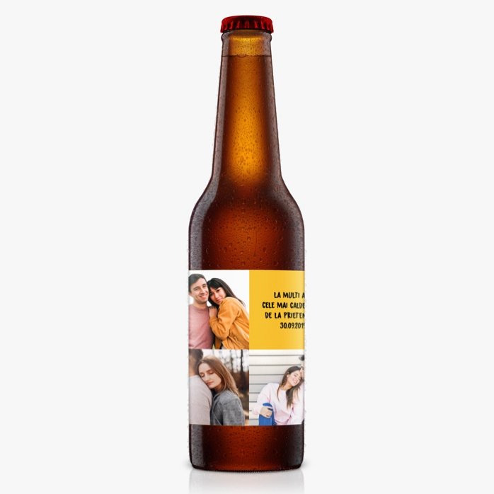 Bière personnalisée avec 3 photos et un texte