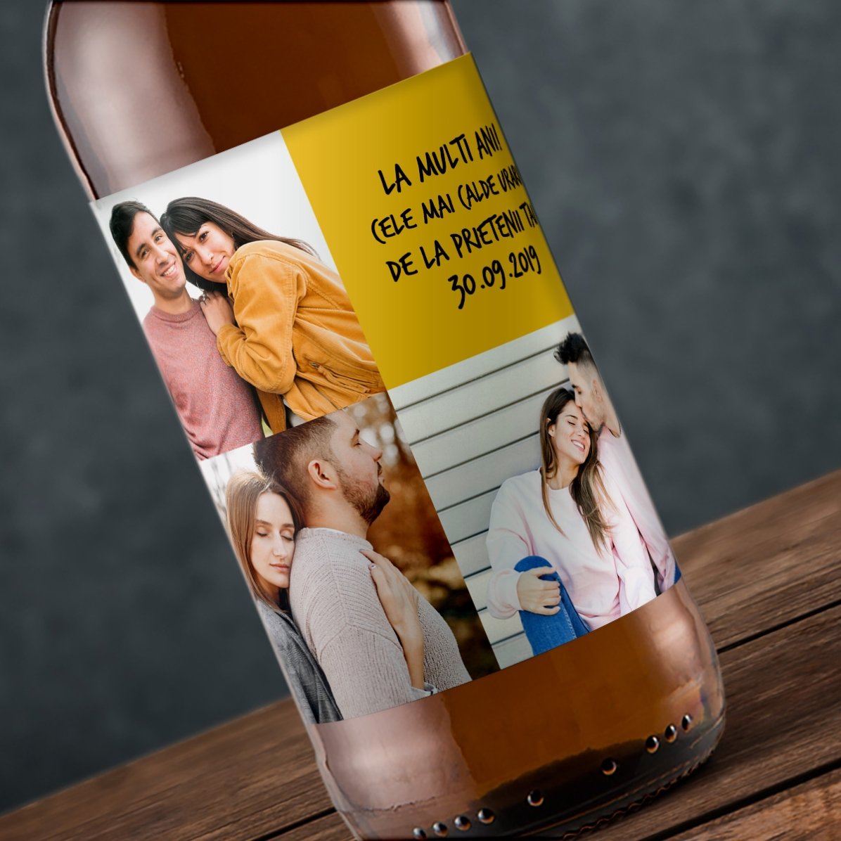 Bière personnalisée avec 3 photos et un texte