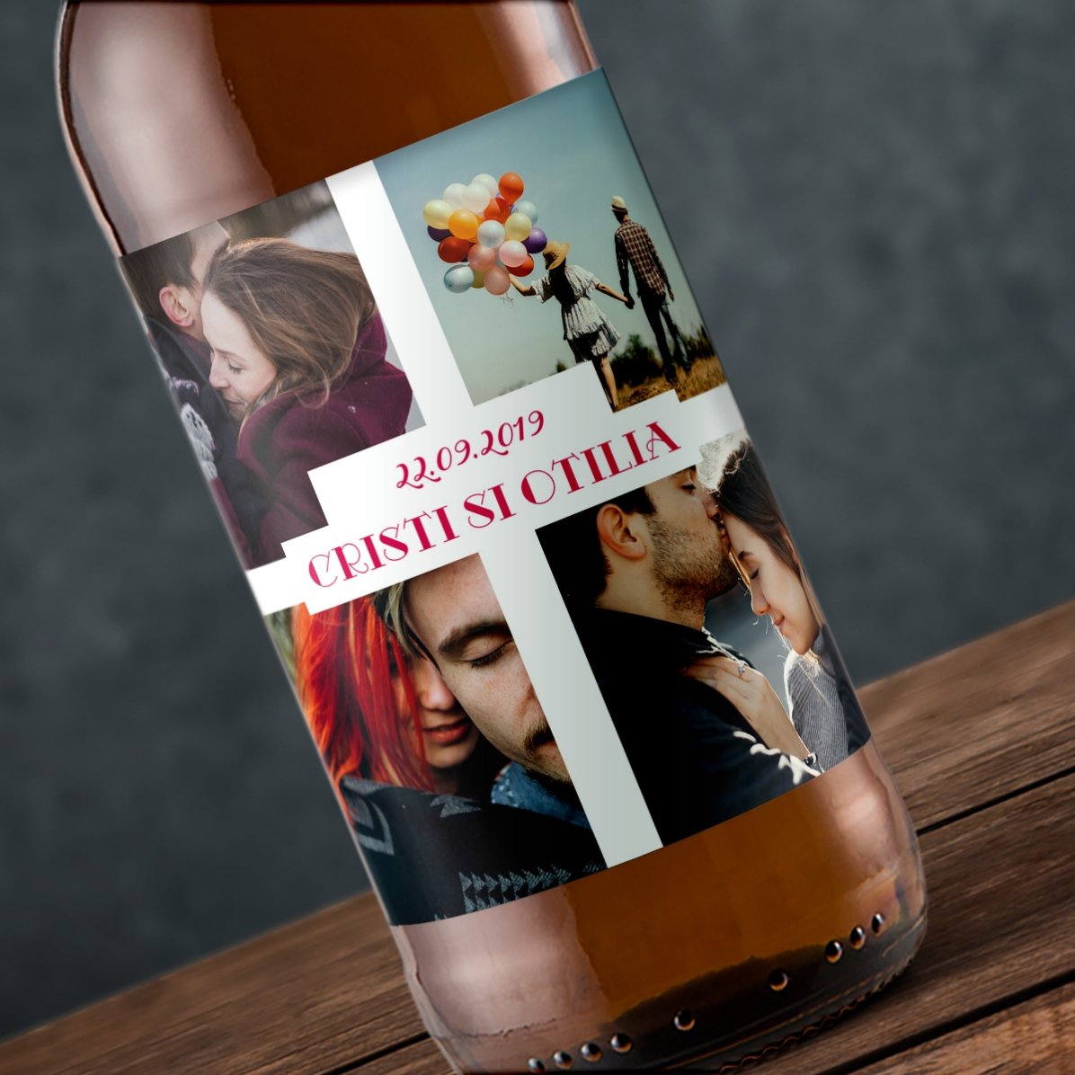 Bière personnalisée avec 4 photos et un texte - Love