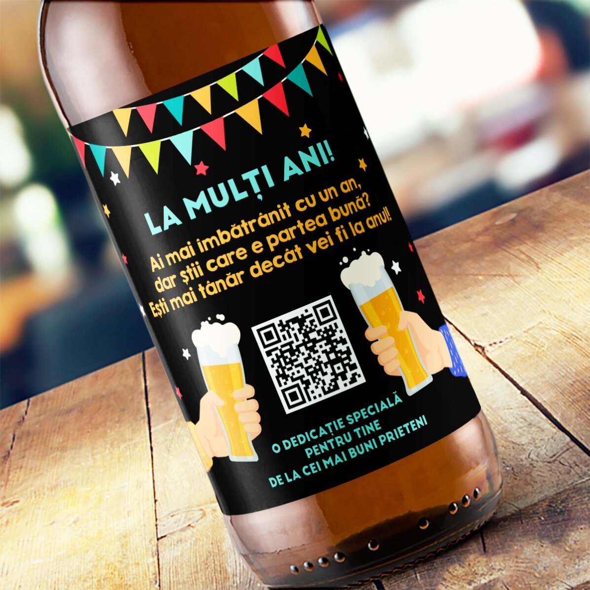 Bière personnalisée avec un code QR et un message - Joyeux anniversaire
