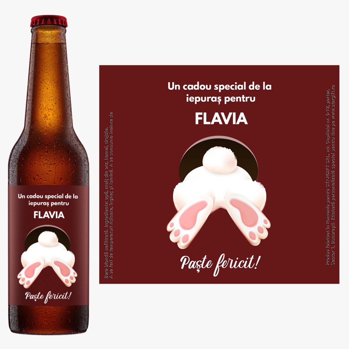 Bière personnalisée avec un message - De la part du lapin