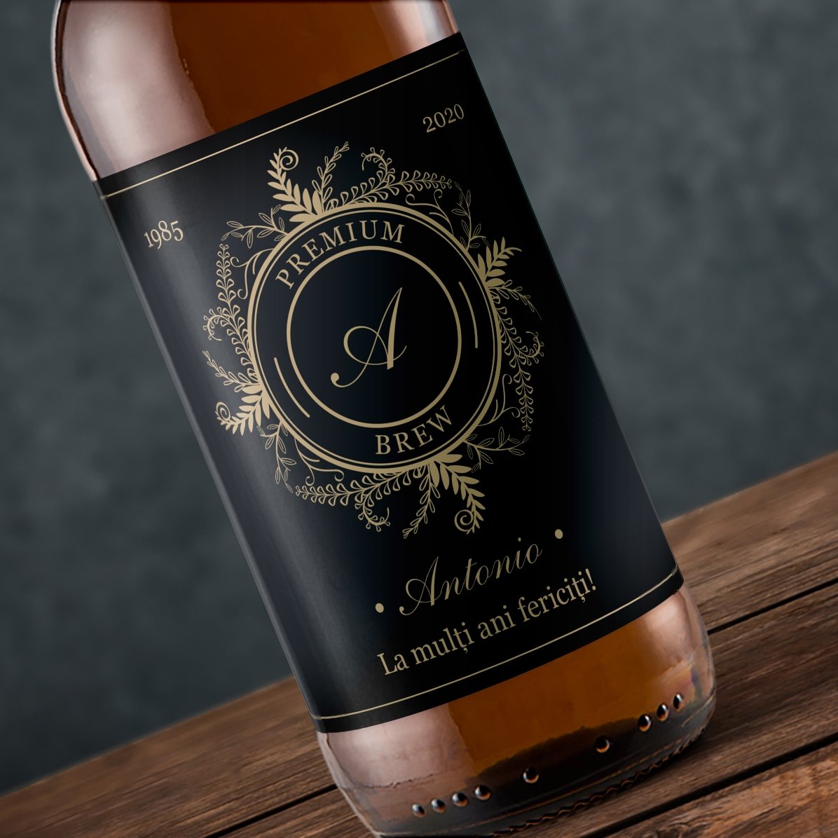 Bière personnalisée avec monogramme et texte - Floral elegance