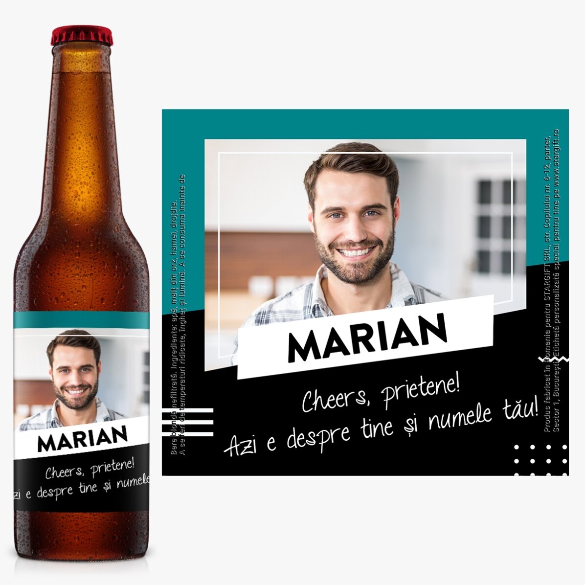 Bière personnalisée avec une photo et un texte - Cheers