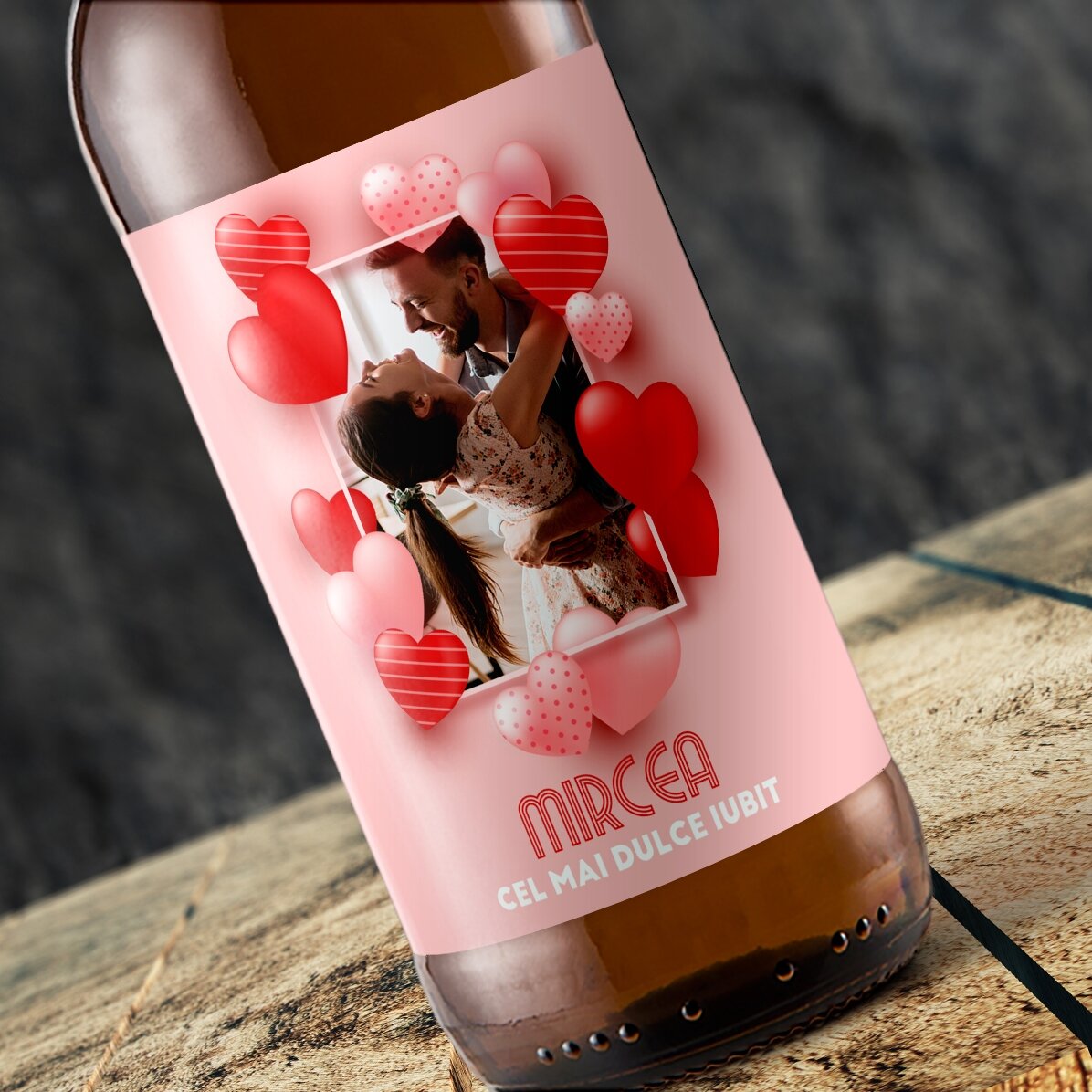 Bière personnalisée avec un texte et une photo - Le plus tendre des amoureux