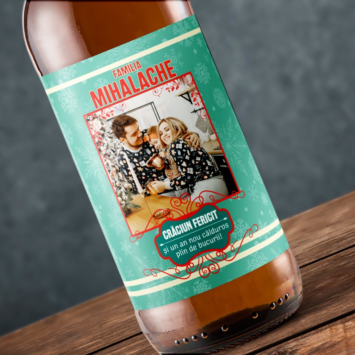 Bière personnalisée avec photo et texte - Noël vintage