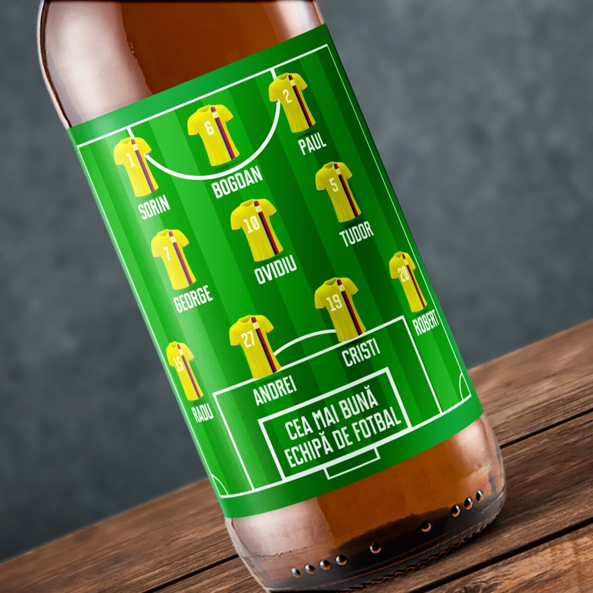 Bière personnalisée avec un texte - Équipe de football