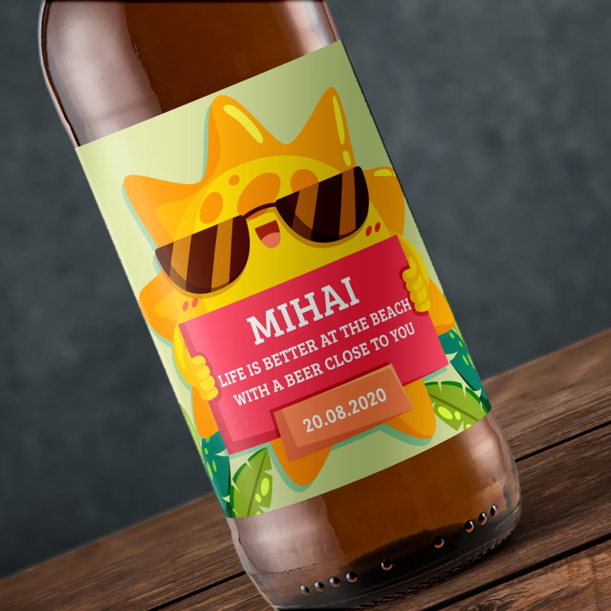 Bière personnalisée avec un texte - Friendly sun