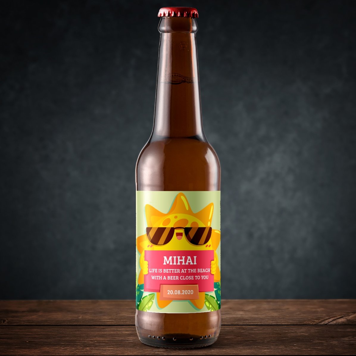 Bière personnalisée avec un texte - Friendly sun