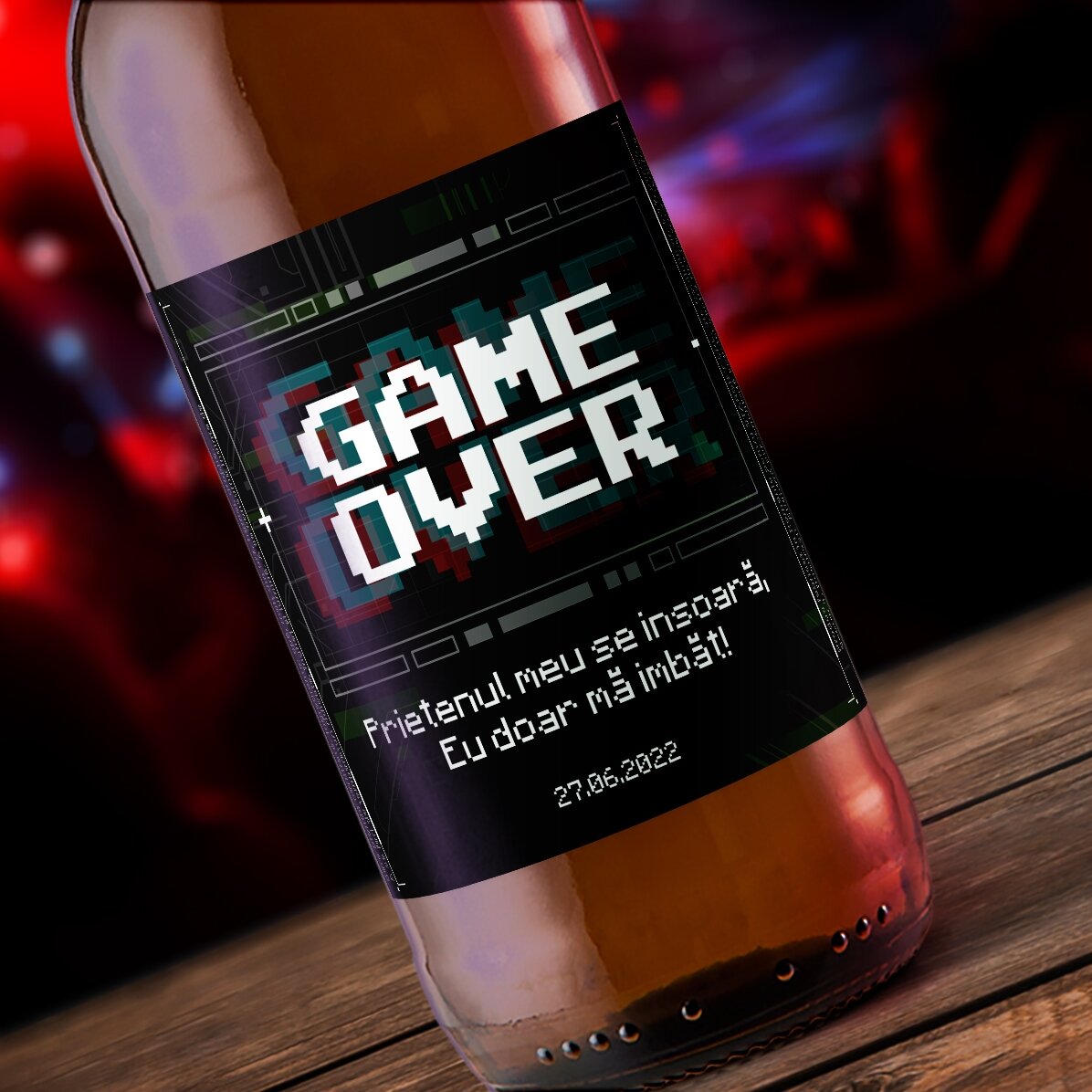 Bière personnalisée avec un texte - Game Over