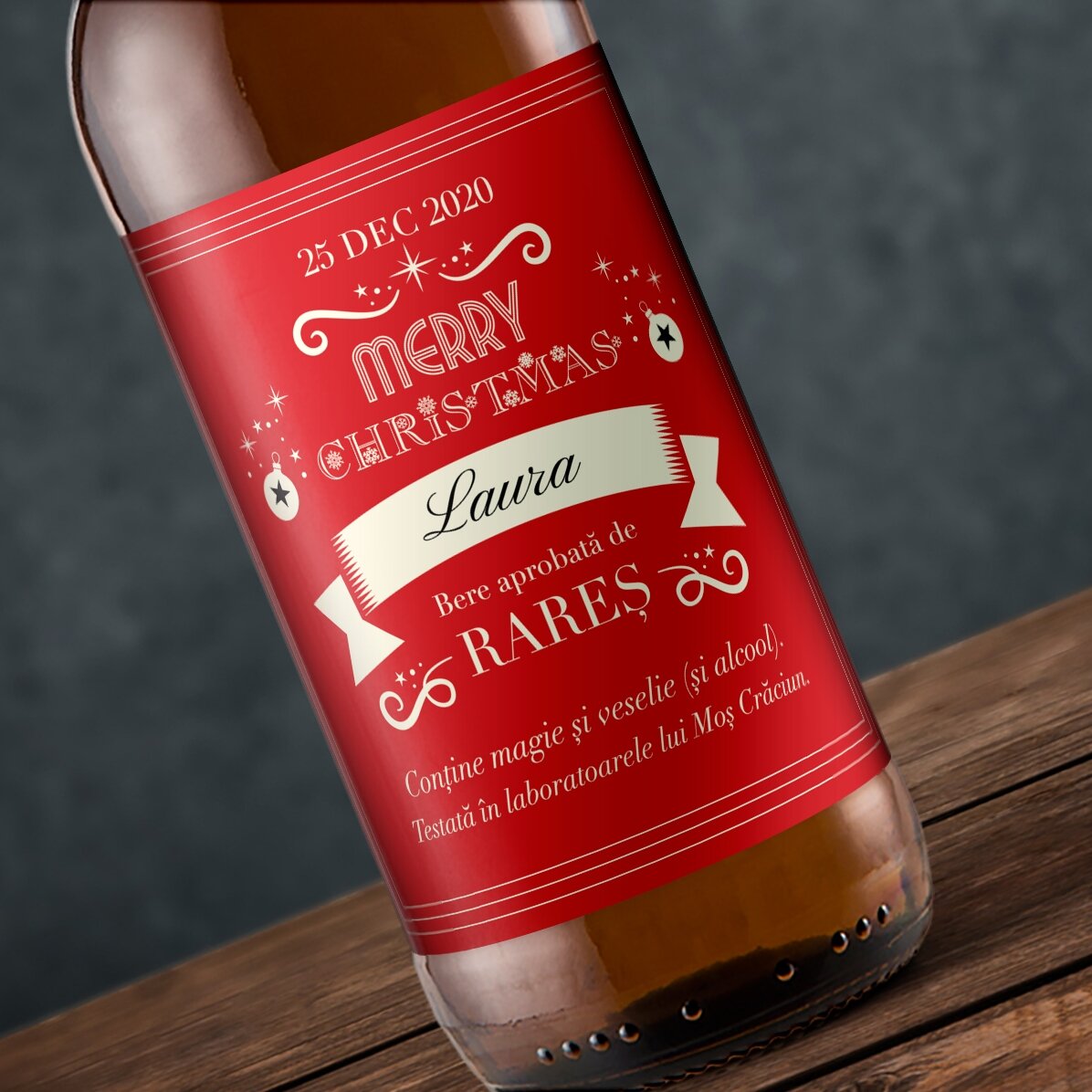 Bière personnalisée avec un texte - La magie de Noël