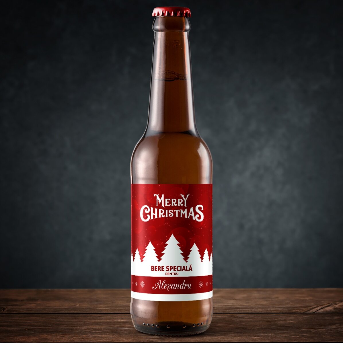 Bière personnalisée avec le texte « Merry Christmas »