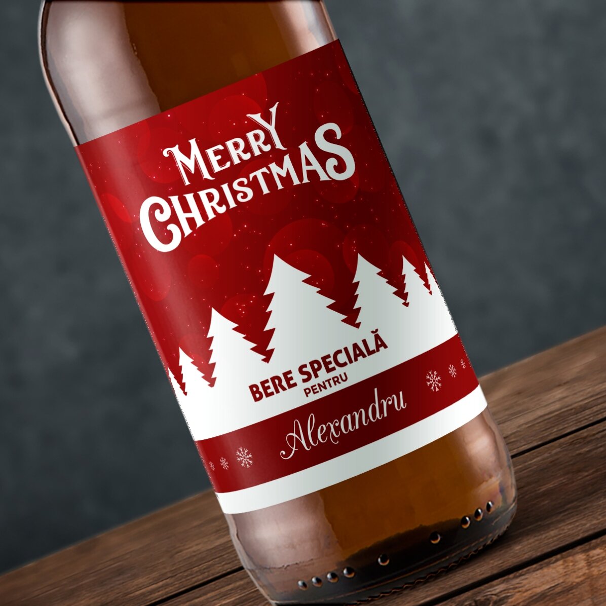 Bière personnalisée avec le texte « Merry Christmas »