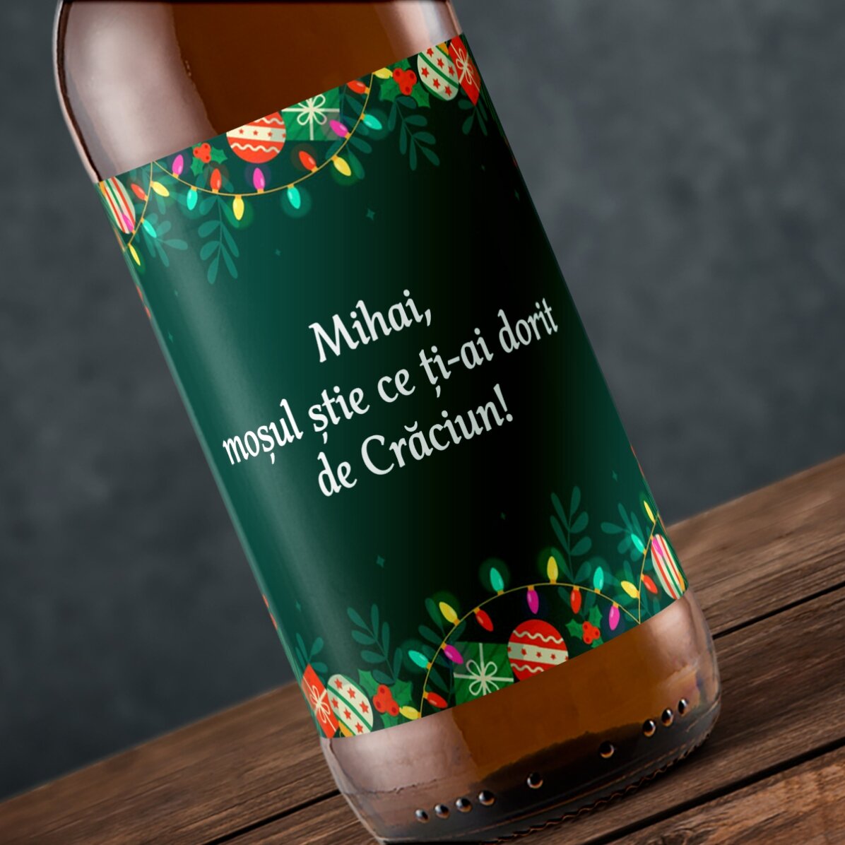 Bière personnalisée avec un texte - fond vert