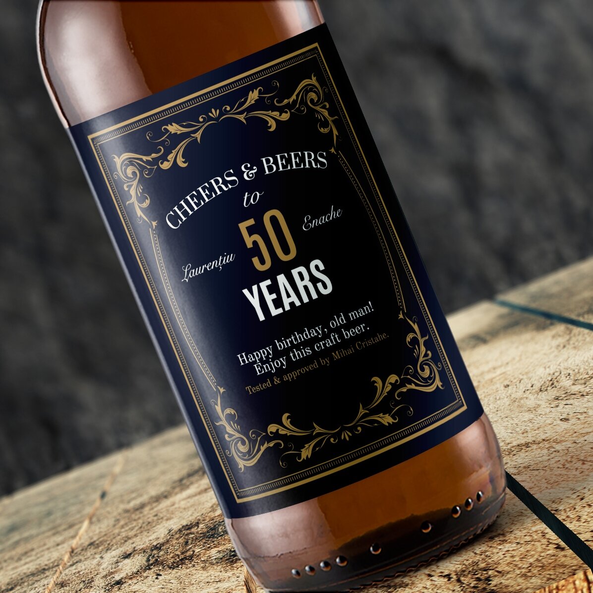 Bière personnalisée avec un texte - Vintage 50
