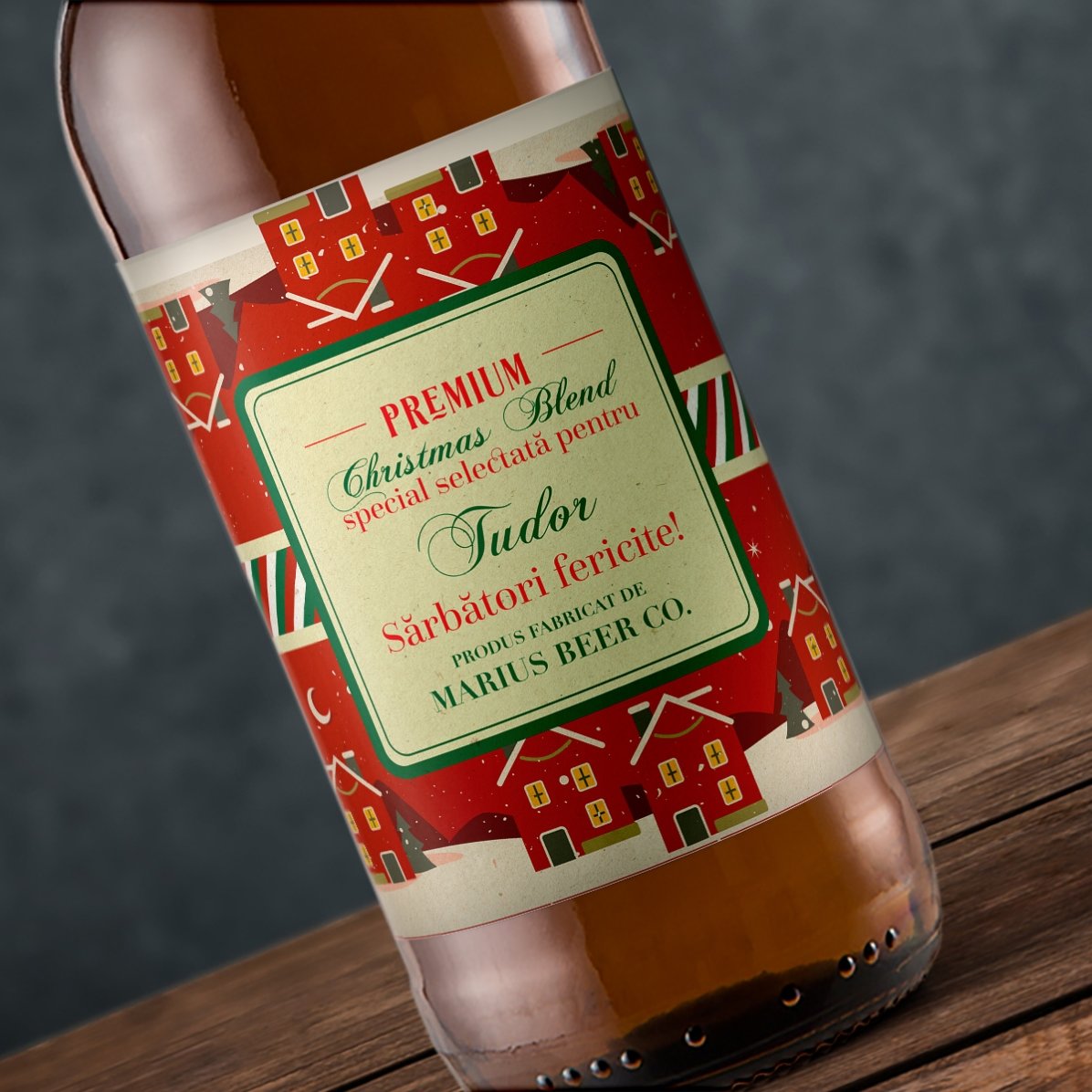 Bière personnalisée avec un texte - Vintage Christmas Blend