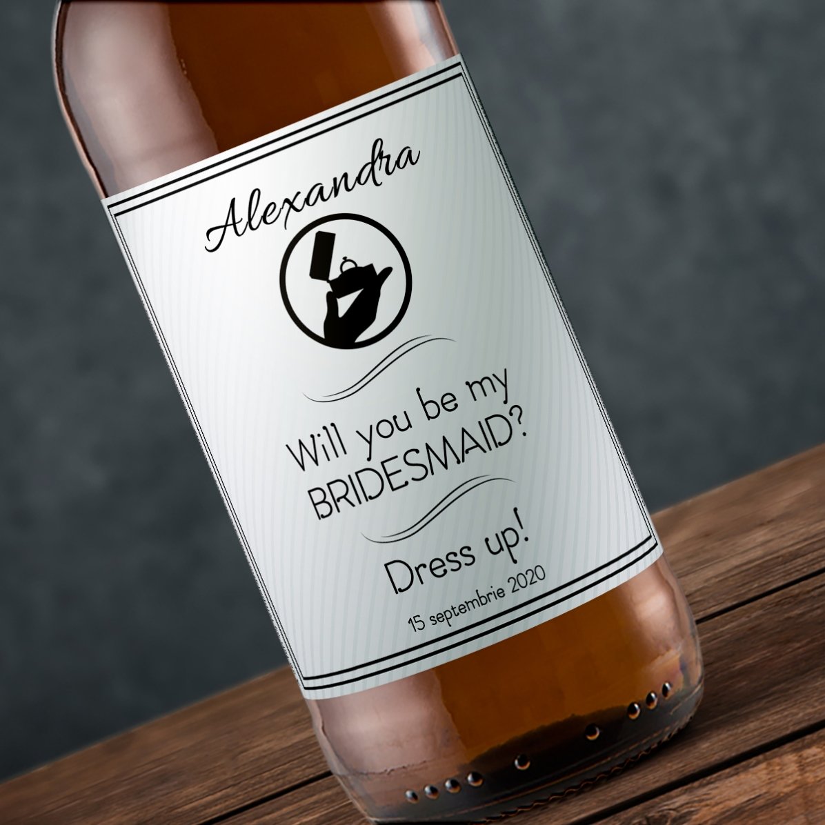 Bière personnalisée avec un message - « Veux-tu être ma demoiselle d