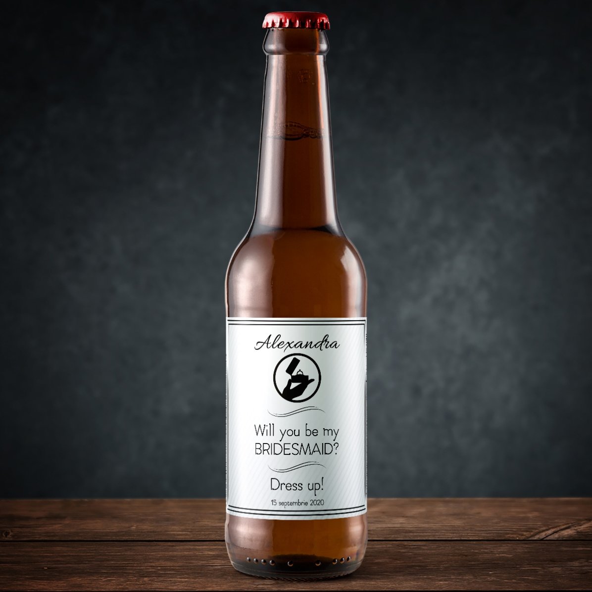 Bière personnalisée avec un message - « Veux-tu être ma demoiselle d