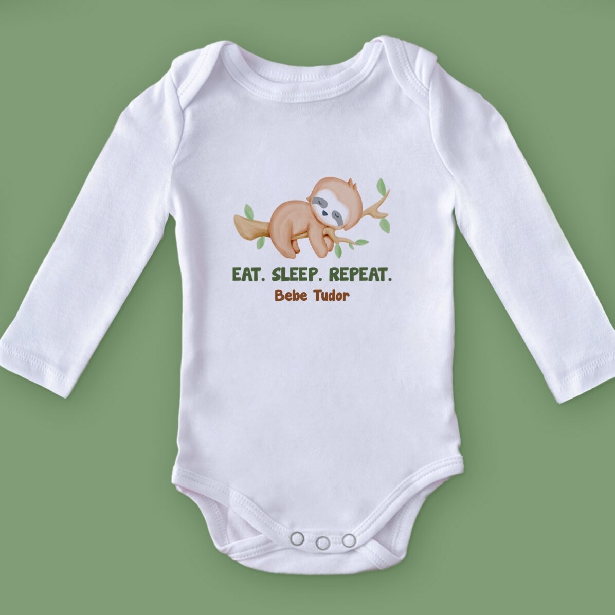Body pour bébé personnalisé avec le message « Eat. Sleep. Repeat »
