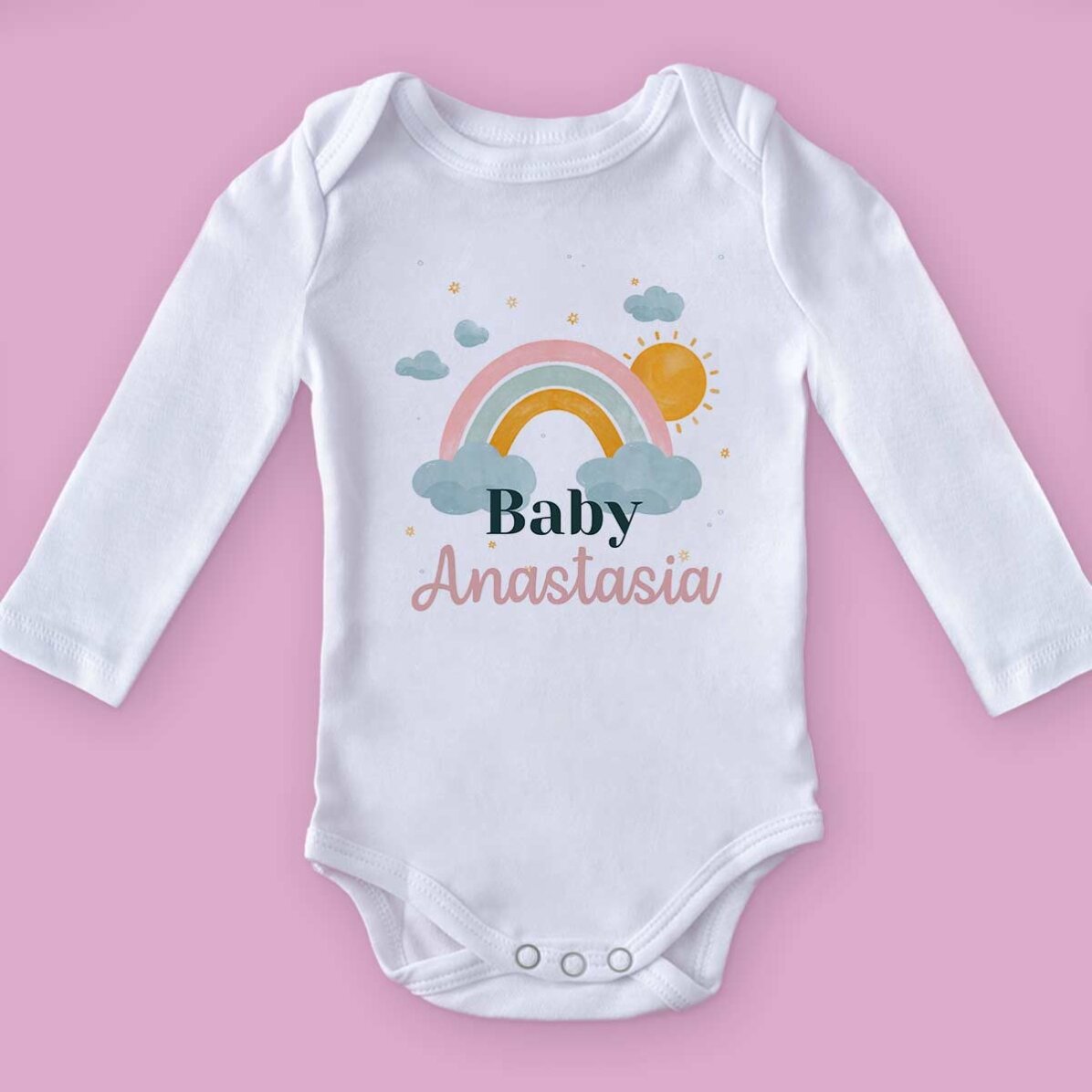 Body pour bébé personnalisé avec son prénom - Arc-en-ciel