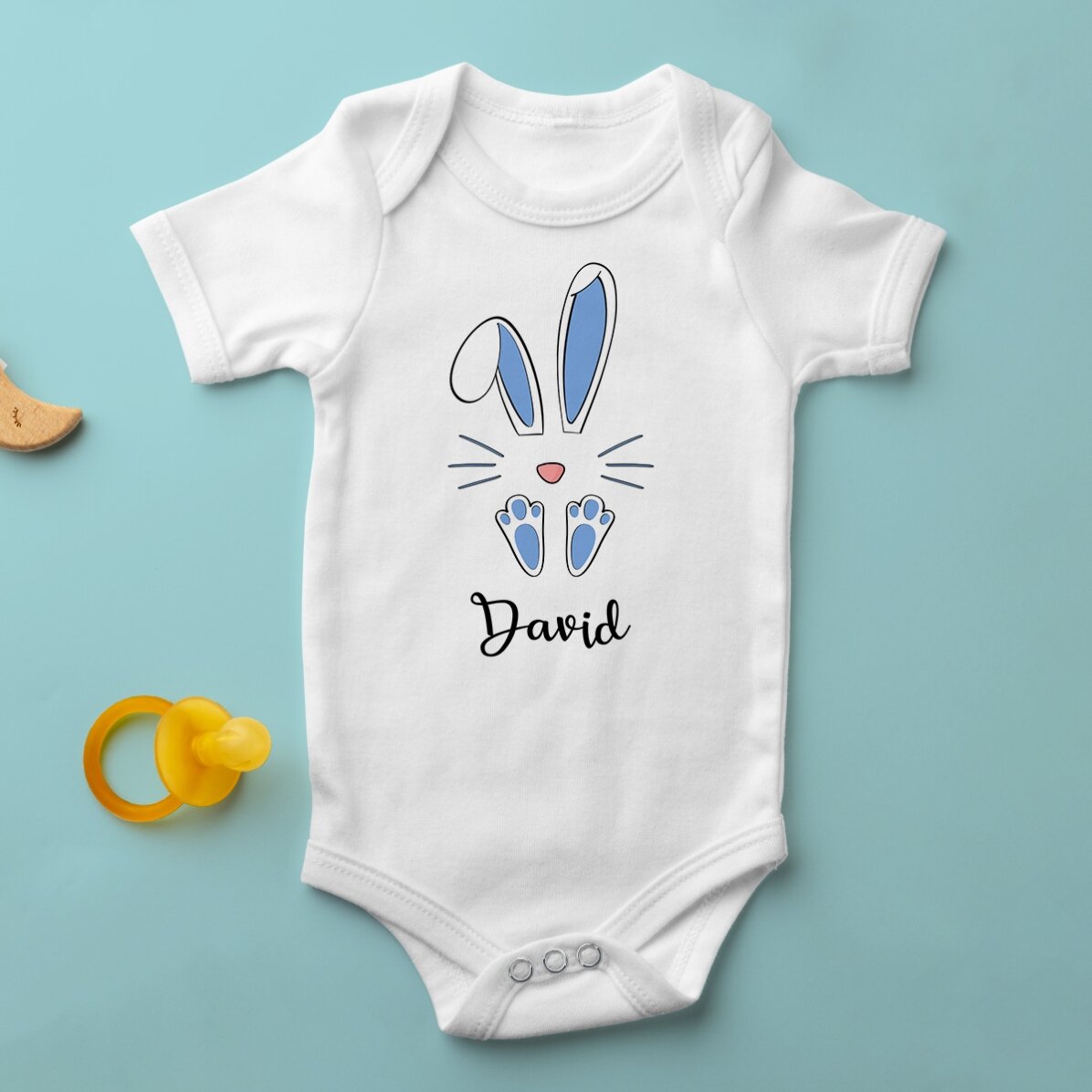 Body pour bébé personnalisé avec son prénom - Lapin de Pâques