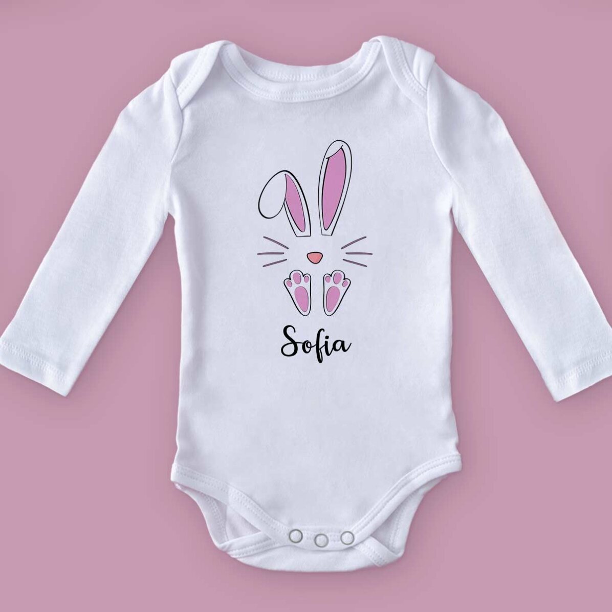 Body pour bébé personnalisé avec son prénom - Lapin de Pâques