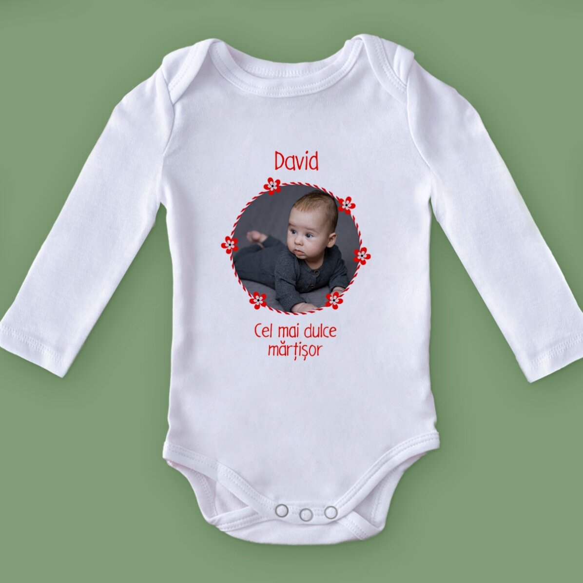 Body pour bébé personnalisé avec une photo et un texte