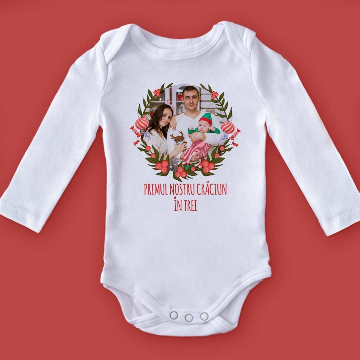 Body pour bébé personnalisé avec photo et texte - Premier Noël