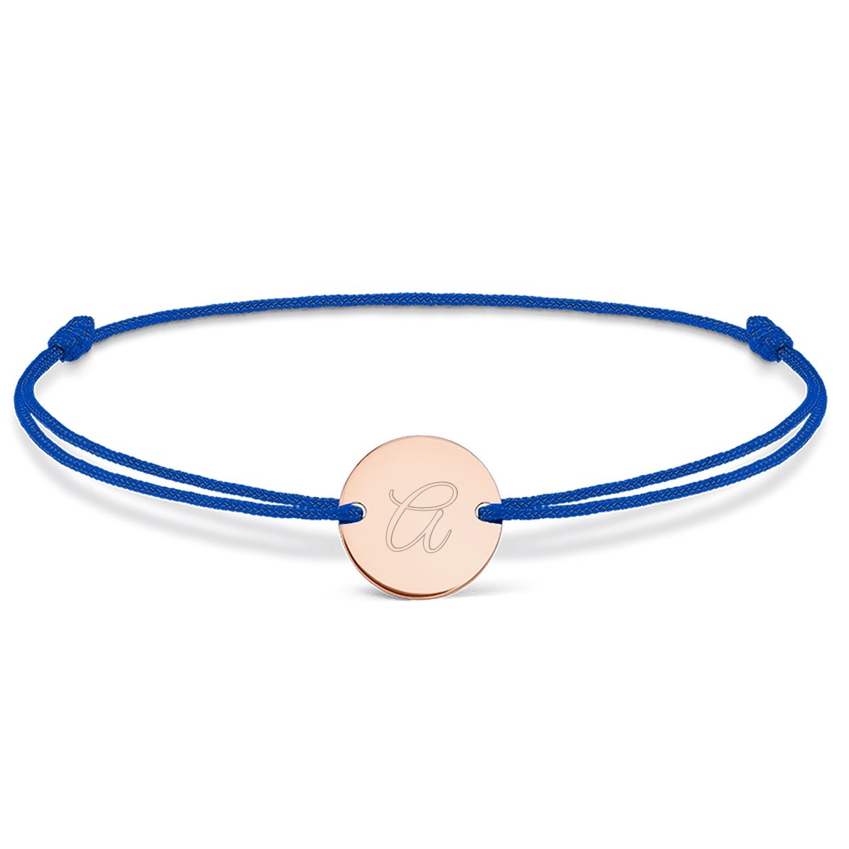 Bracelet à cordon personnalisé - médaille de 10 mm - argent 925 - modèle initiale 3
