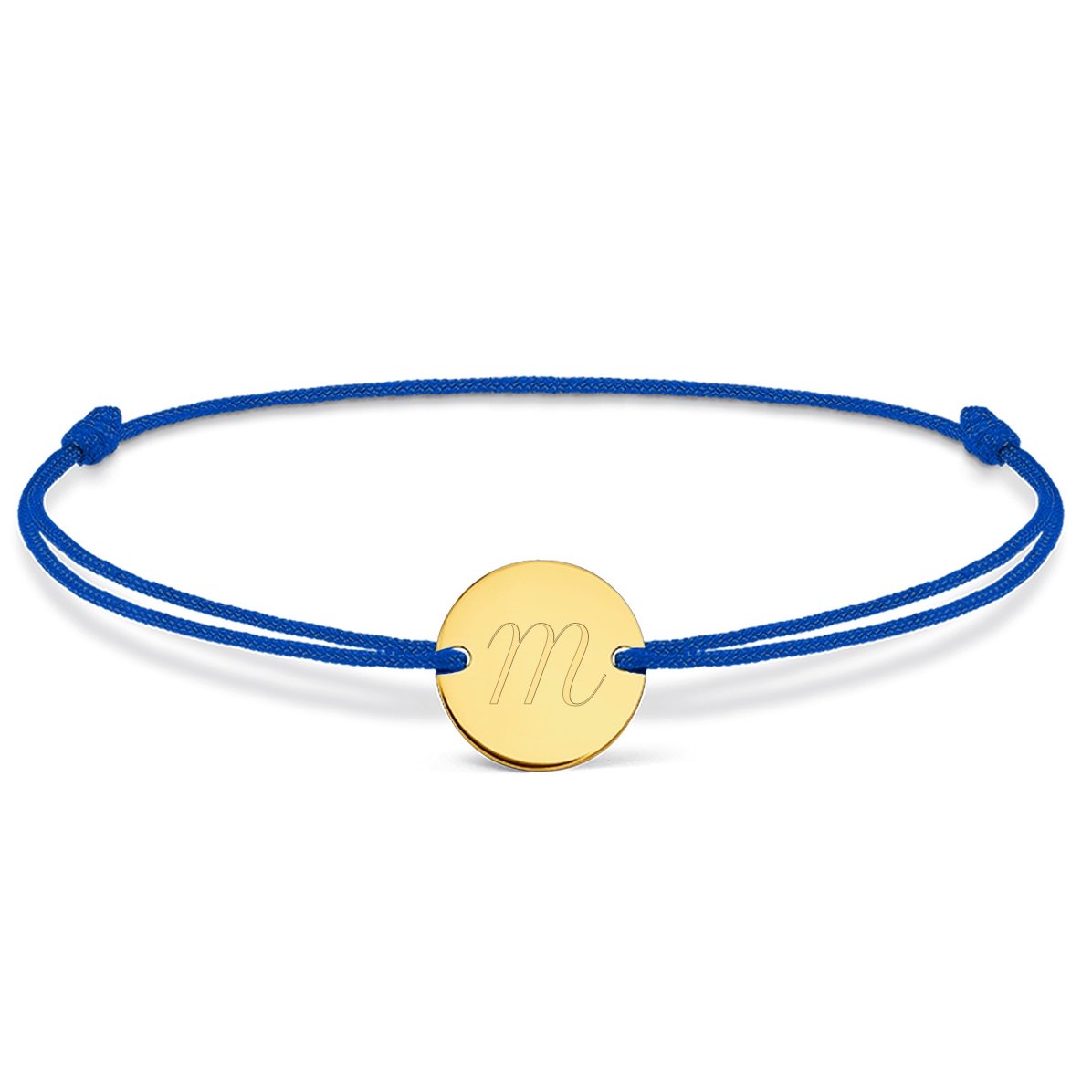 Bracelet à cordon personnalisé - perle de 10 mm - or 14 carats - modèle initiale