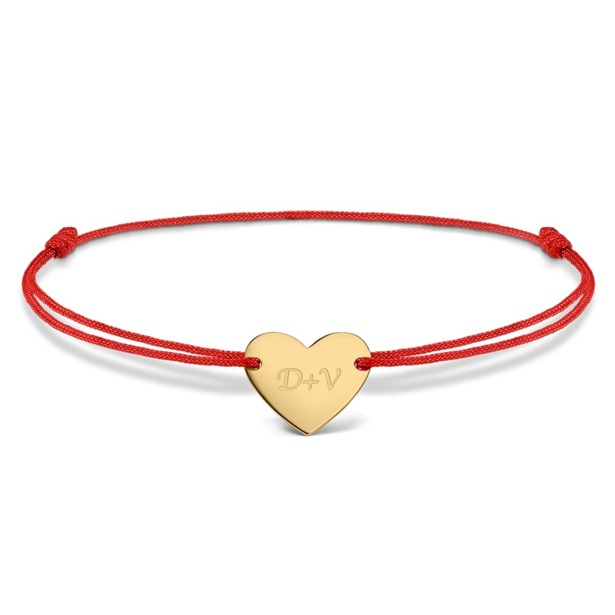 Bracelet à cordon personnalisé - cœur 12 x 10 mm - argent 925 - Modèle « Toi et moi » n° 3