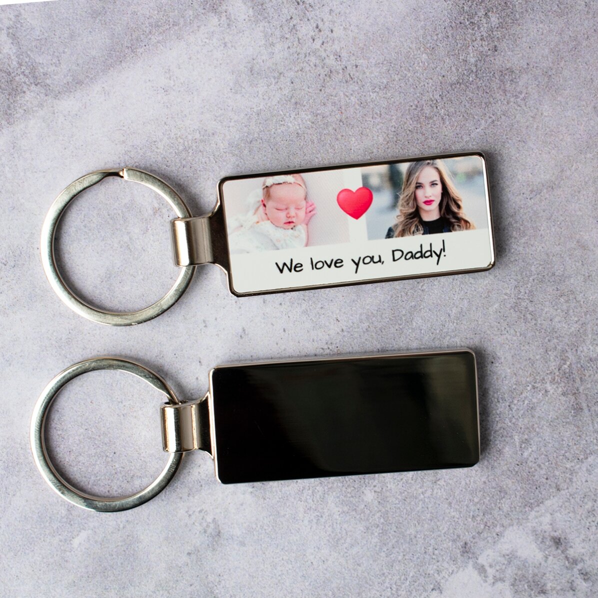 Porte-clés personnalisé avec 2 photos et un message