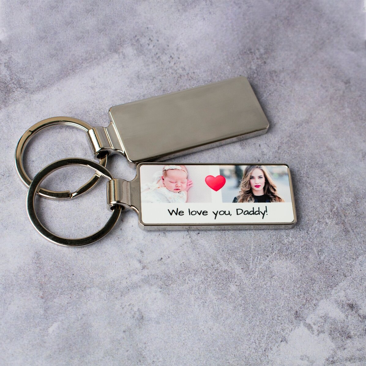 Porte-clés personnalisé avec 2 photos et un message