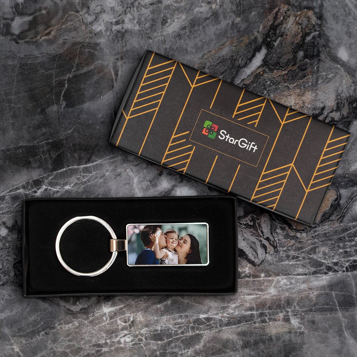 Porte-clés personnalisé avec une photo et un message