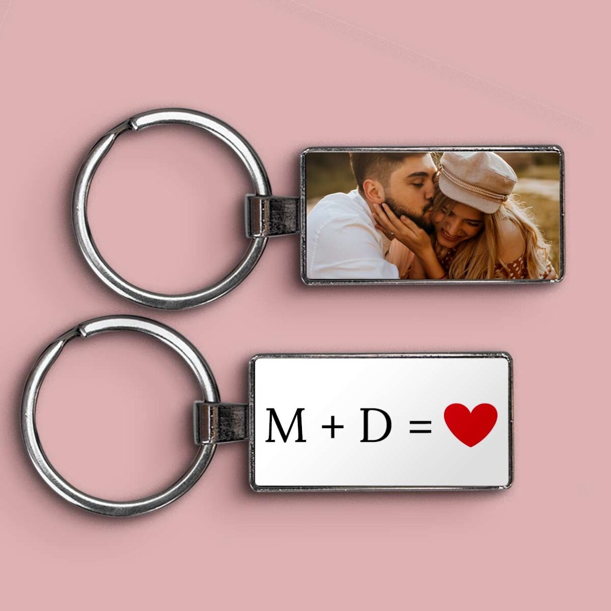 Porte-clés personnalisé avec une photo et un texte - Love