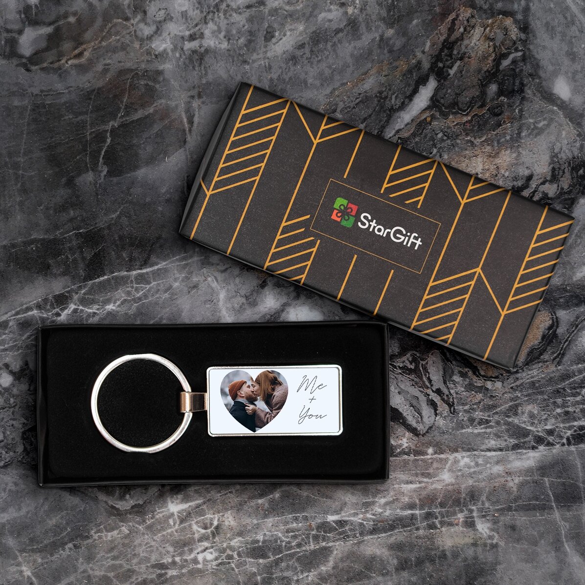 Porte-clés personnalisé avec texte et photo - Cœur