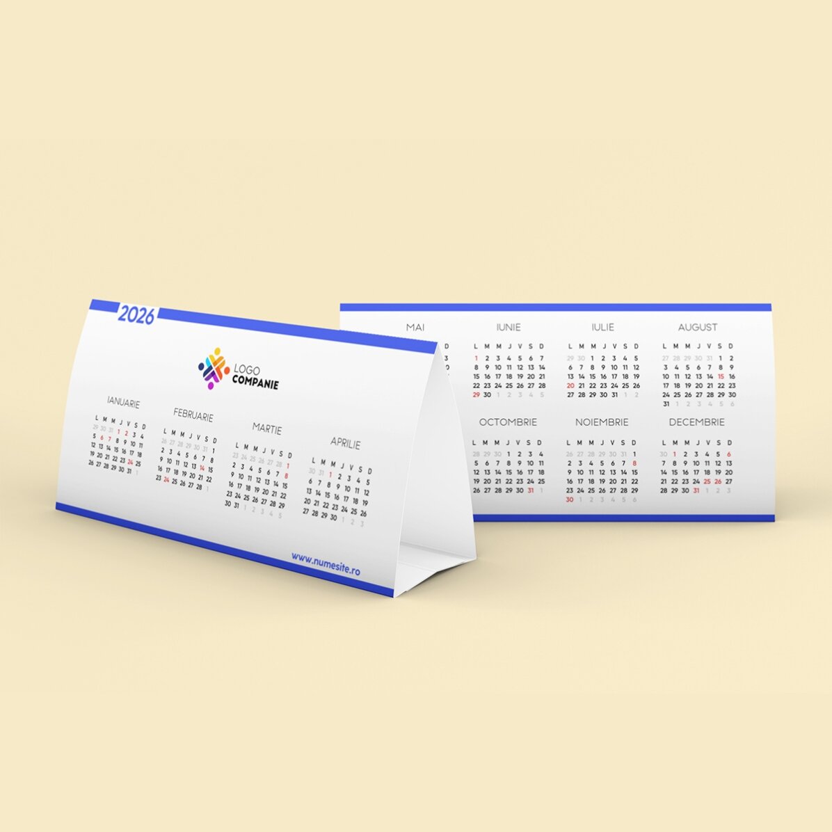 Calendrier de bureau personnalisé avec logo et message