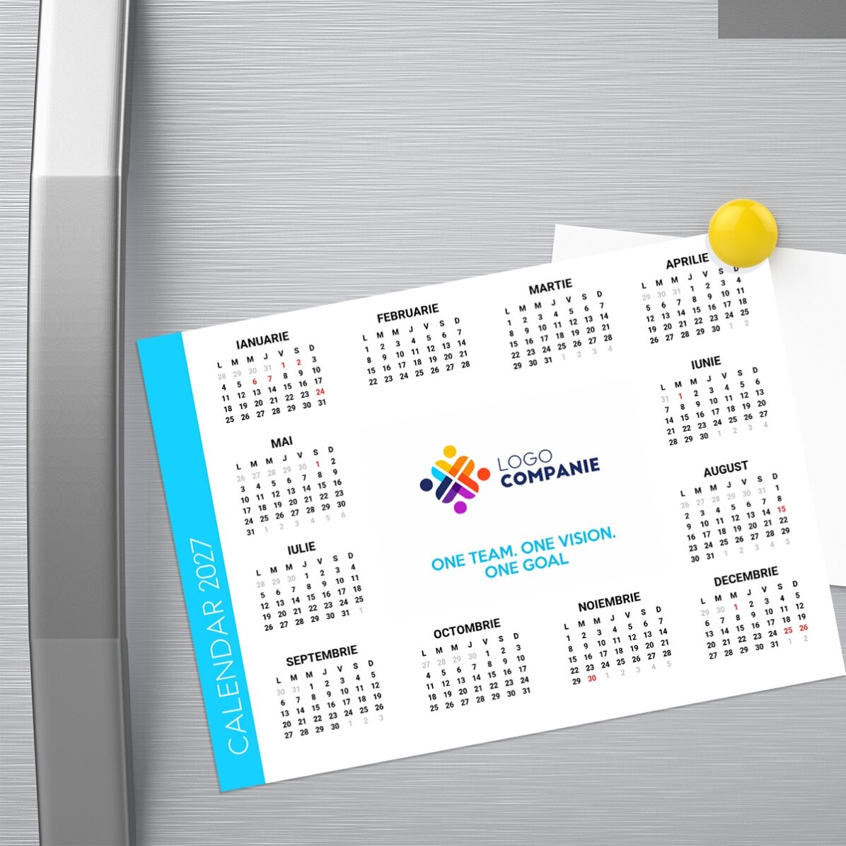 Calendrier magnétique personnalisé avec logo et message