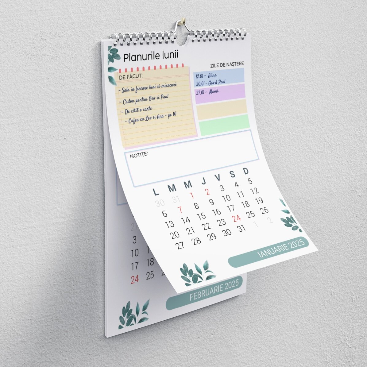 Calendrier personnalisé avec une photo et un texte - Agenda