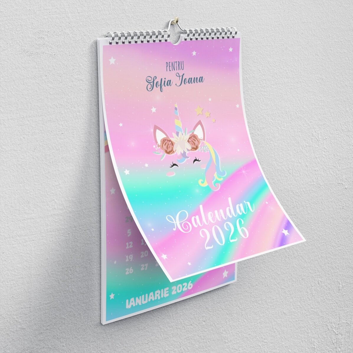 Calendrier personnalisé pour enfants avec photos et texte - Licorne