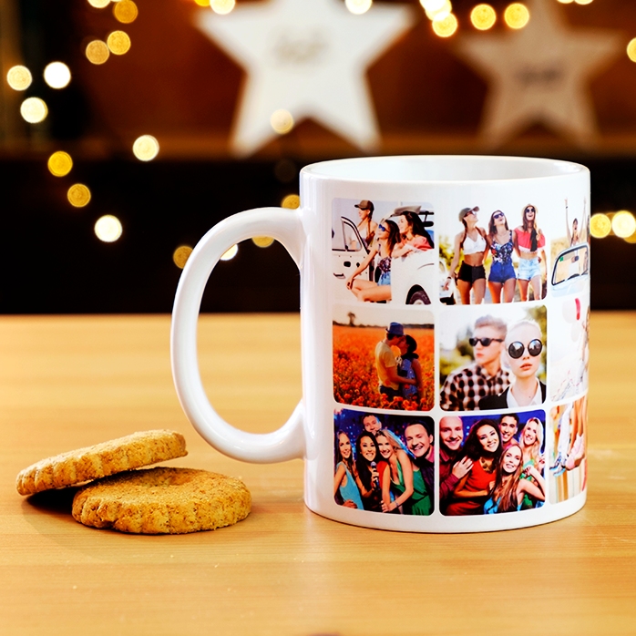 Tasse personnalisée avec un collage de 18 photos