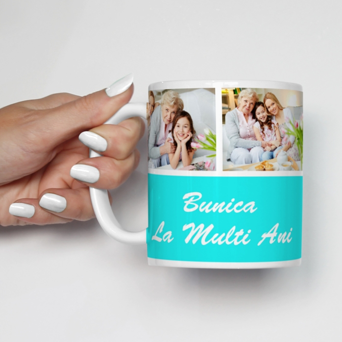 Tasse personnalisée avec 3 photos et un message
