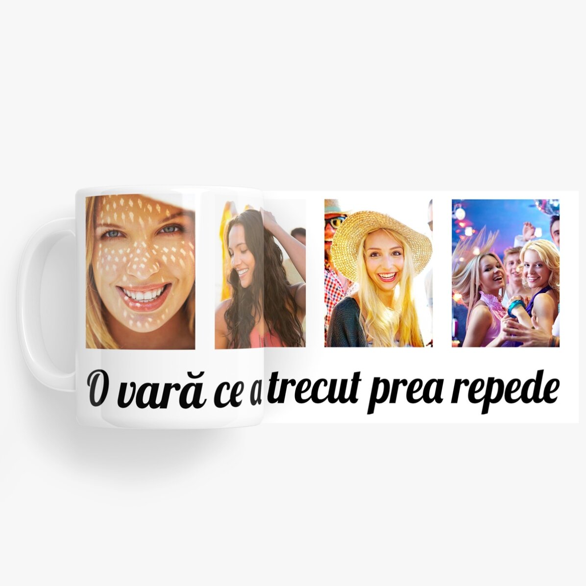 Tasse personnalisée avec 4 photos et un message