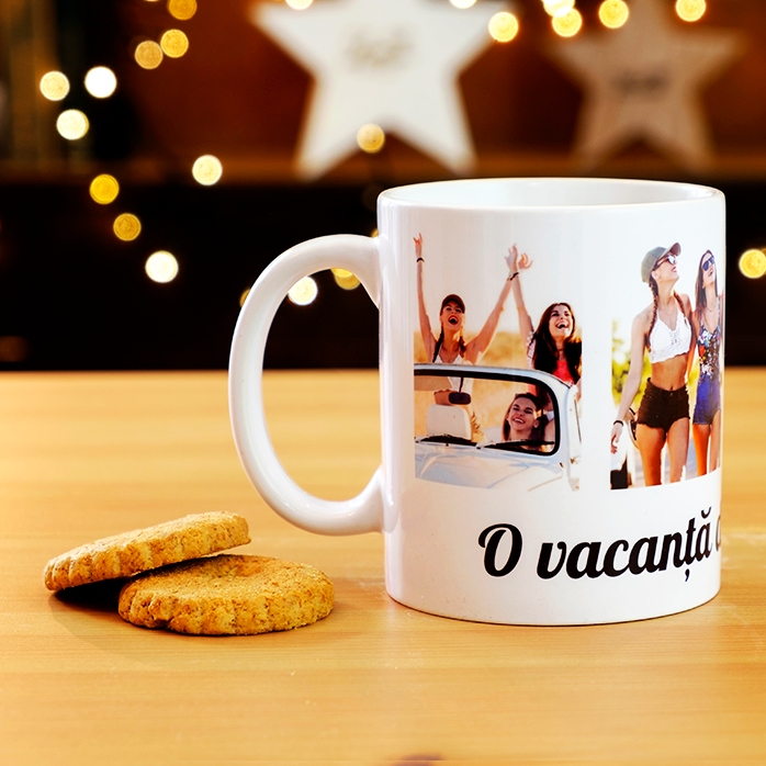 Tasse personnalisée avec 4 photos et un message