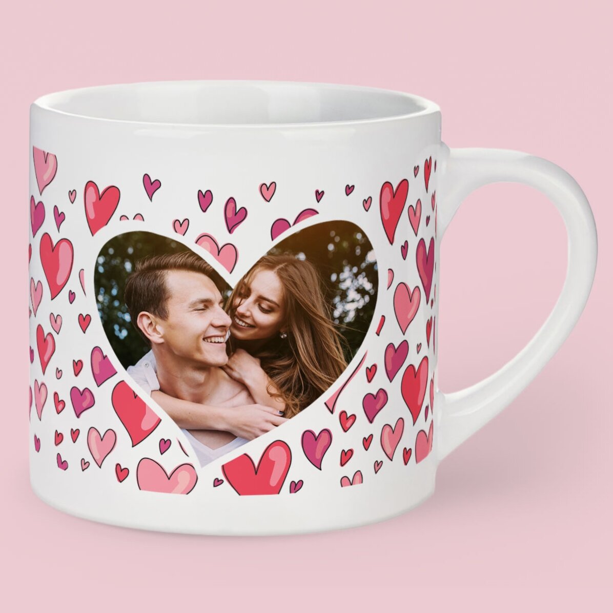 Tasse à expresso en forme de cœur avec photo et texte