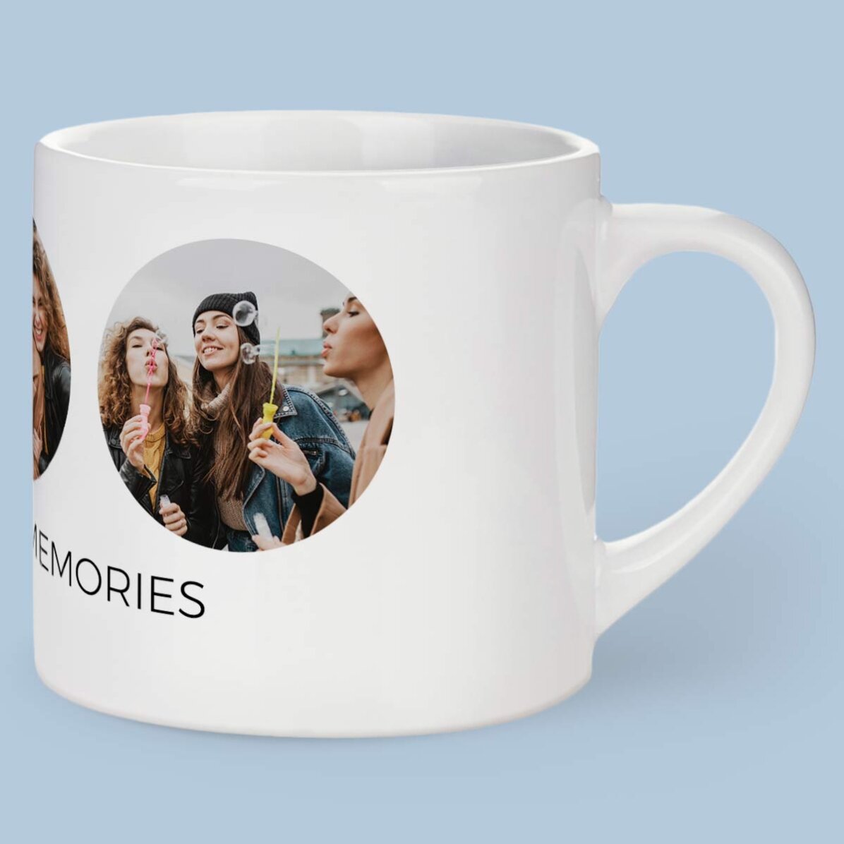 Tasse à espresso personnalisée avec 3 photos et un texte - Des souvenirs inoubliables