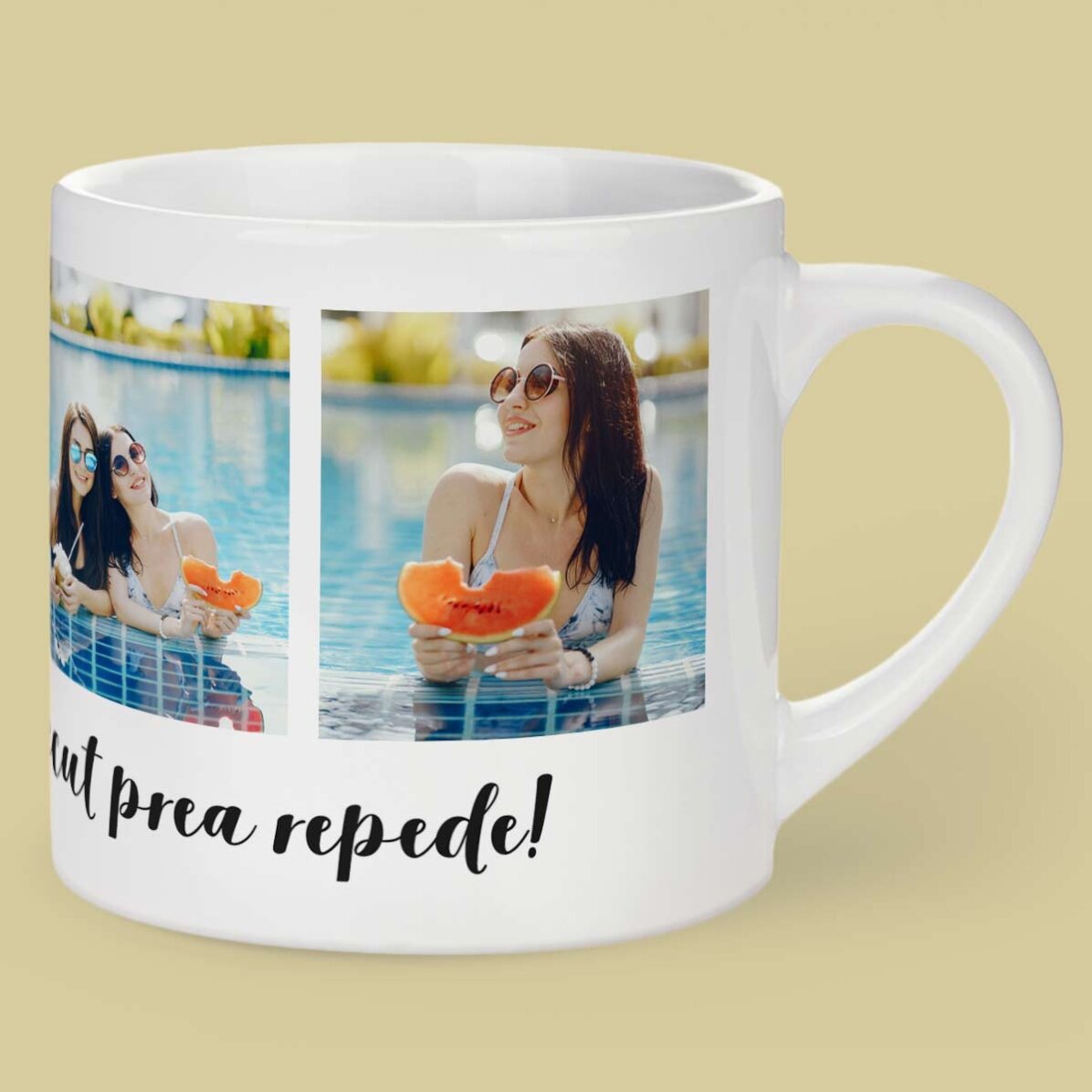 Tasse à espresso personnalisée avec 4 photos et un texte
